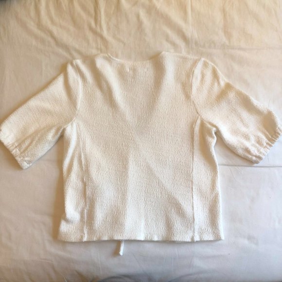 Madewell Puff-sleeve Wrap Top - 100% Cotton - Size Small - Picture 3 of 8